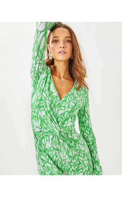 TILLI MAXI DRESS, FAUNA GREEN TULIP TO TANGO