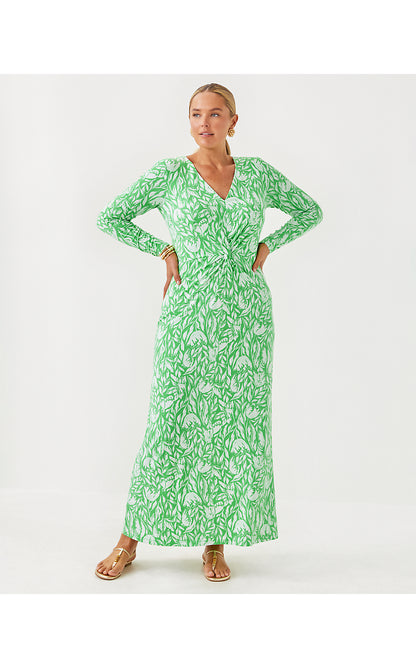 TILLI MAXI DRESS, FAUNA GREEN TULIP TO TANGO
