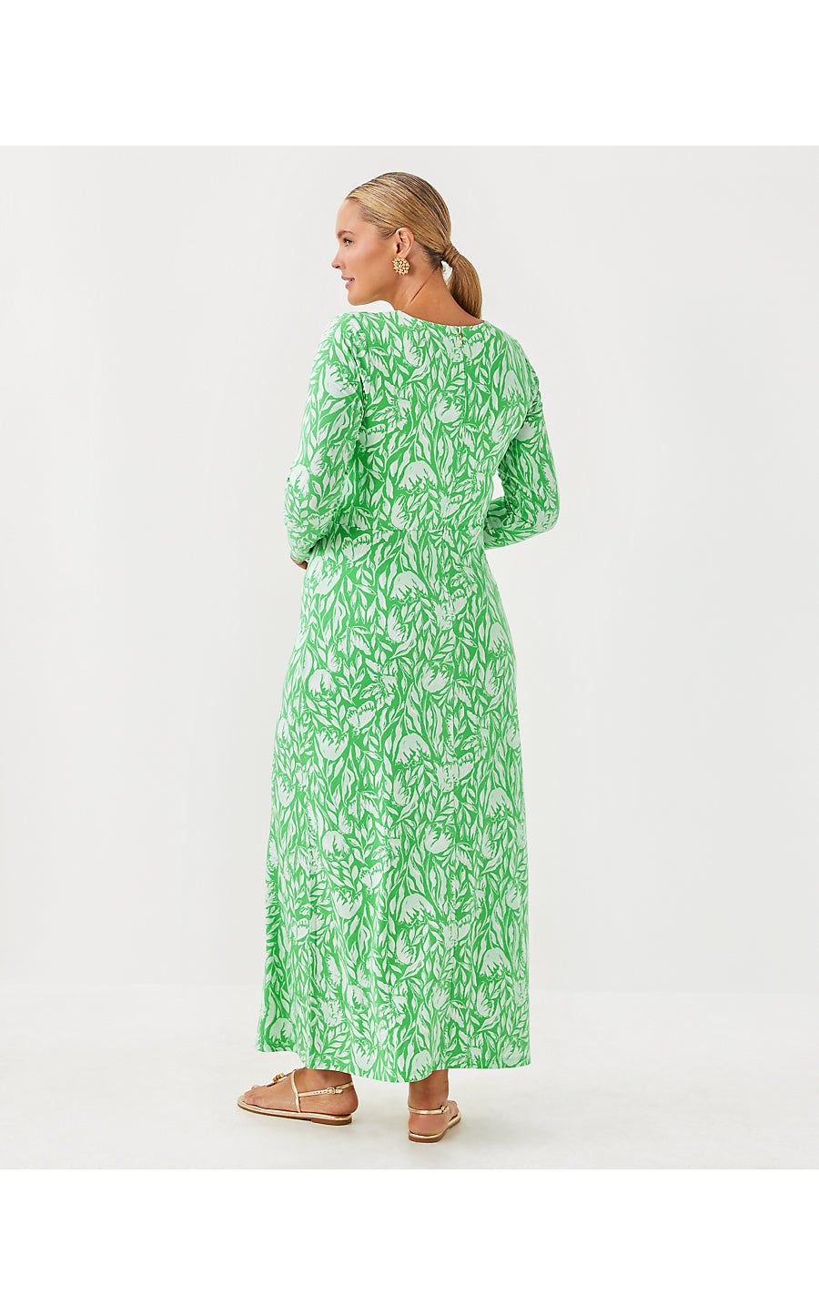TILLI MAXI DRESS, FAUNA GREEN TULIP TO TANGO