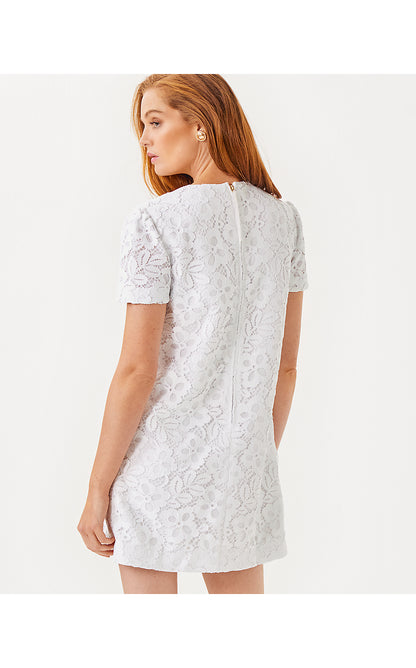 CAMALIE LACE DRESS, RESORT WHITE FLORA CORDED LACE