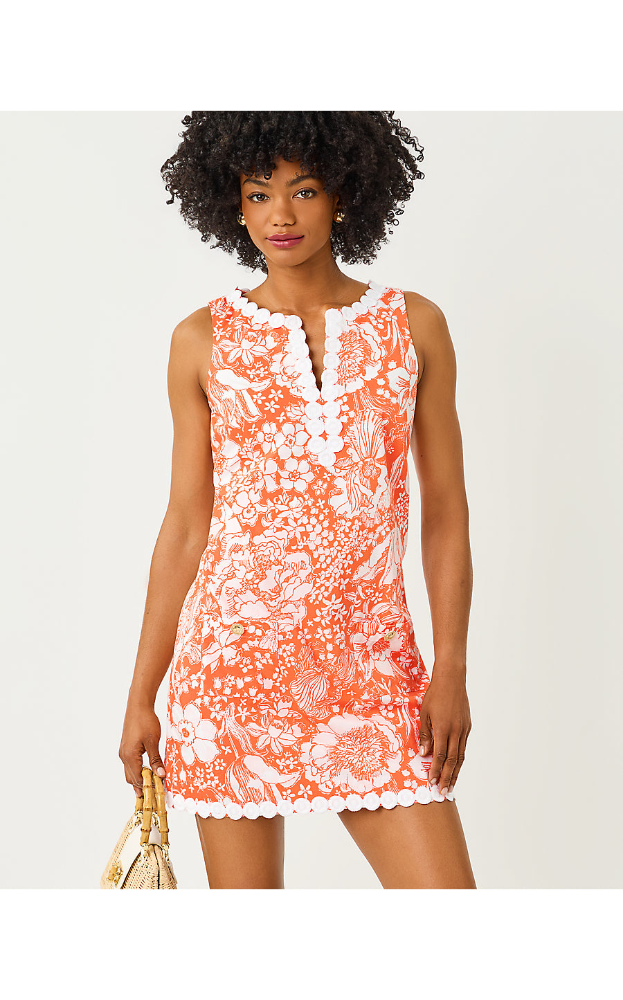 ROMEY SHIFT ROMPER, SUNSET ORANGE BUDDING ROMANCE
