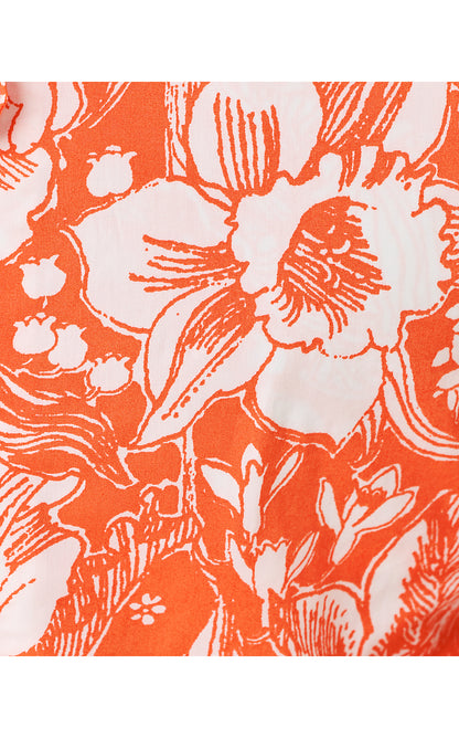 ROMEY SHIFT ROMPER, SUNSET ORANGE BUDDING ROMANCE