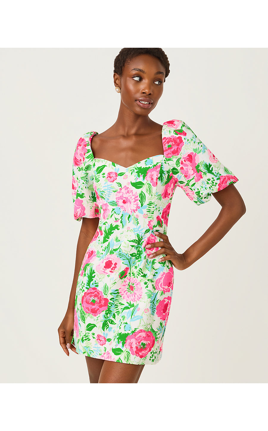 JUSTINA SKIRTED ROMPER, MULTI POPPY PARTY