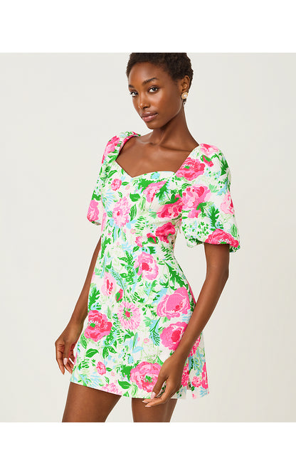 JUSTINA SKIRTED ROMPER, MULTI POPPY PARTY