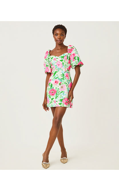 JUSTINA SKIRTED ROMPER, MULTI POPPY PARTY