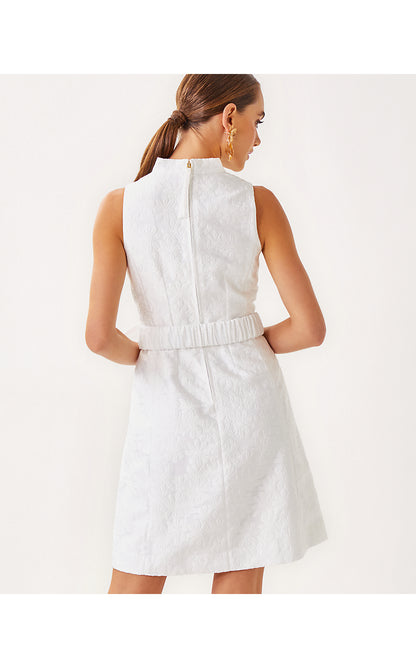 TAZIE DRESS, RESORT WHITE PEONY BLOOM ORGANZA JACQUARD