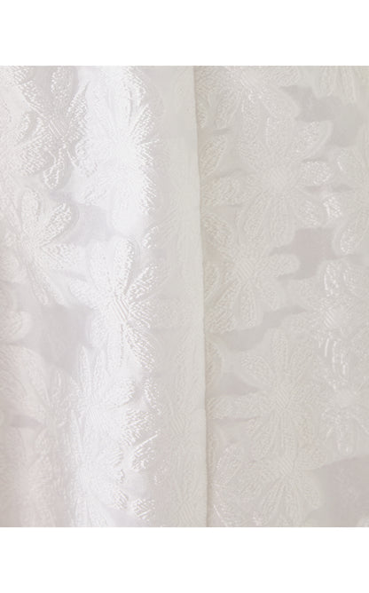 TAZIE DRESS, RESORT WHITE PEONY BLOOM ORGANZA JACQUARD