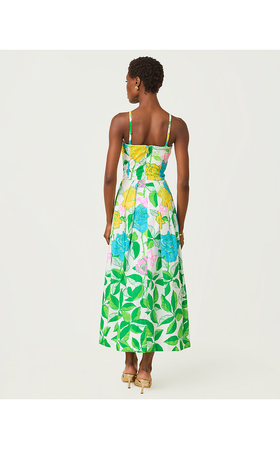 KENNI MIDI DRESS, MULTI ROSE BUD ENGINEERED WOVEN DRESS
