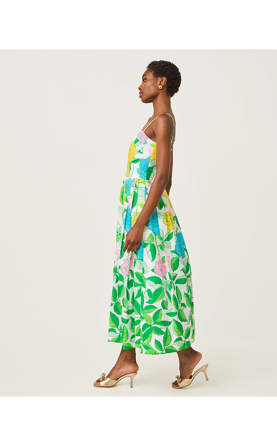 KENNI MIDI DRESS, MULTI ROSE BUD ENGINEERED WOVEN DRESS