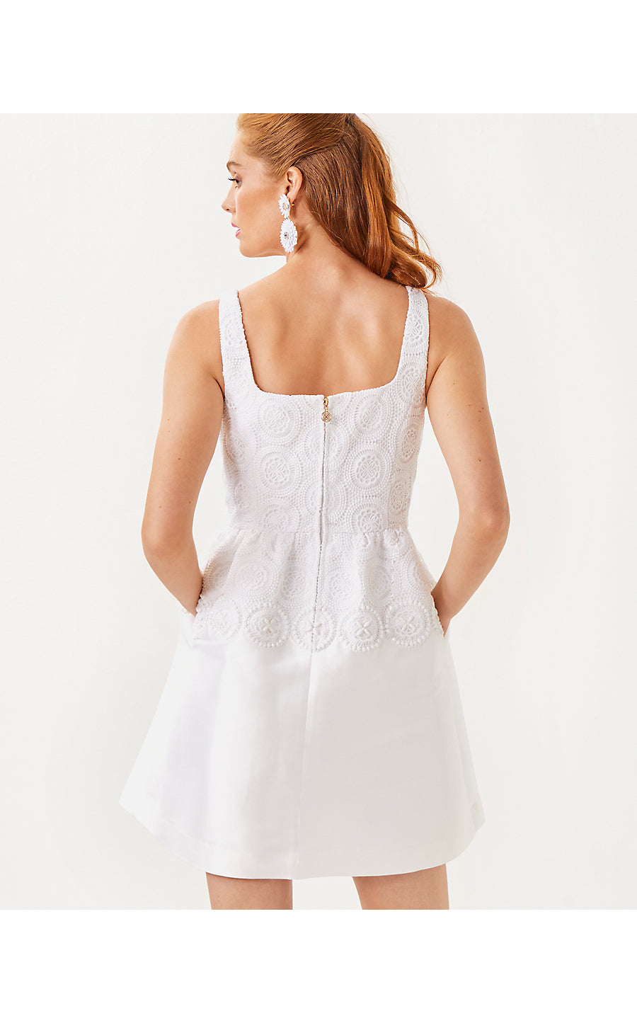 ALVALYNN DRESS, RESORT WHITE BUTTERFLY MEDALLION LACE