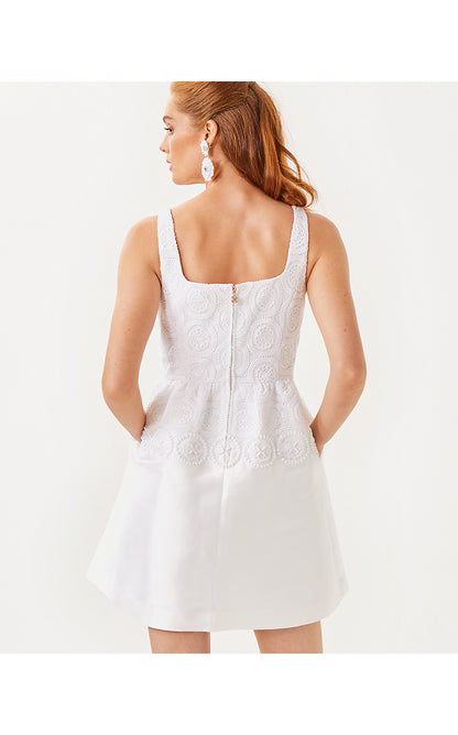 ALVALYNN DRESS, RESORT WHITE BUTTERFLY MEDALLION LACE