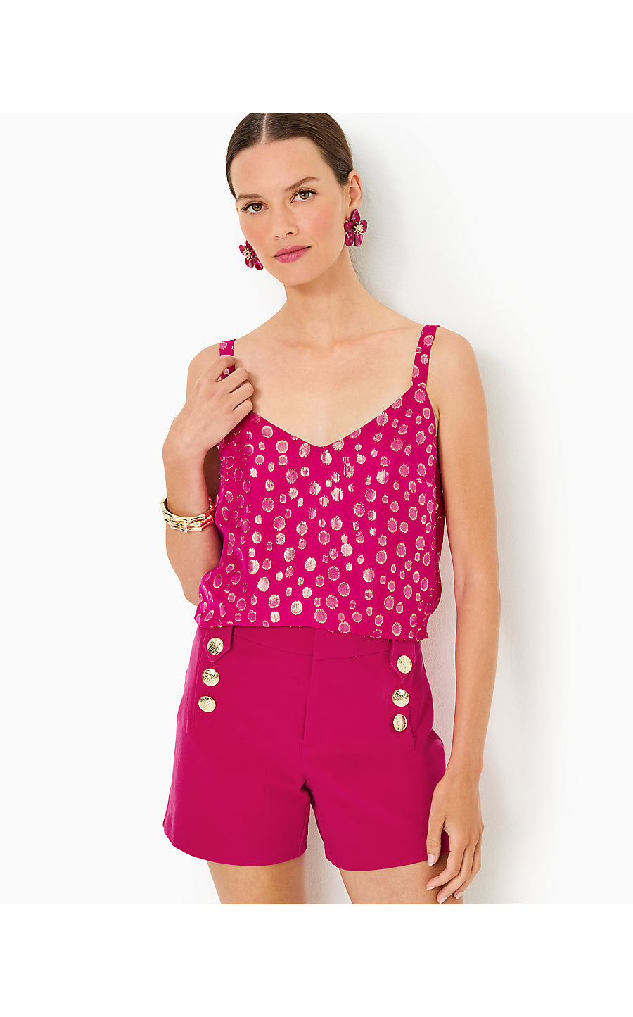 NADIA SILK CAMI, MYSTIQUE PINK SILK BUBBLY CLIP