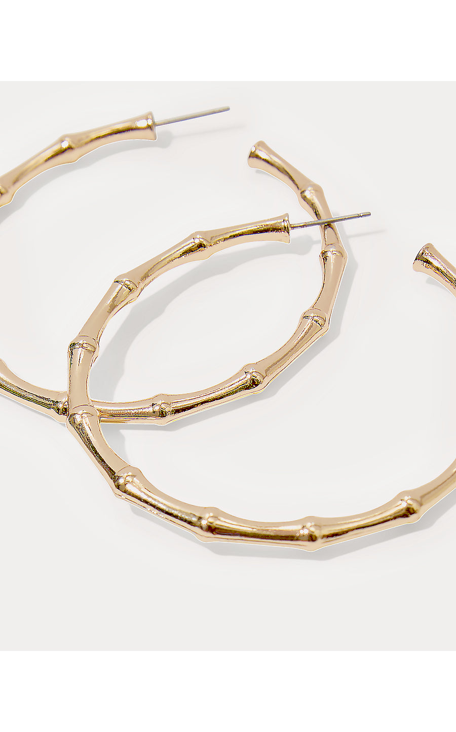 BAMBOO FOREST HOOP EARRINGS, GOLD METALLIC