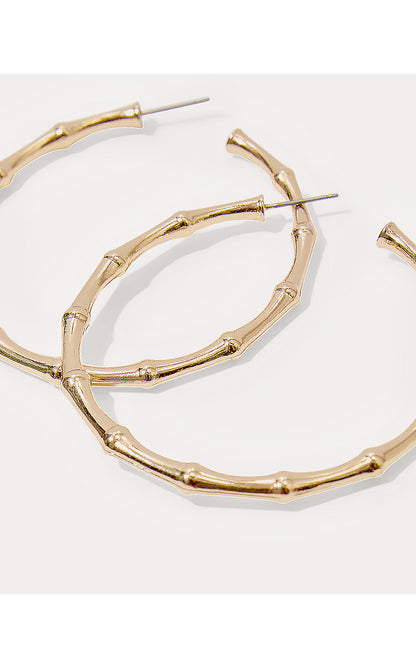 BAMBOO FOREST HOOP EARRINGS, GOLD METALLIC