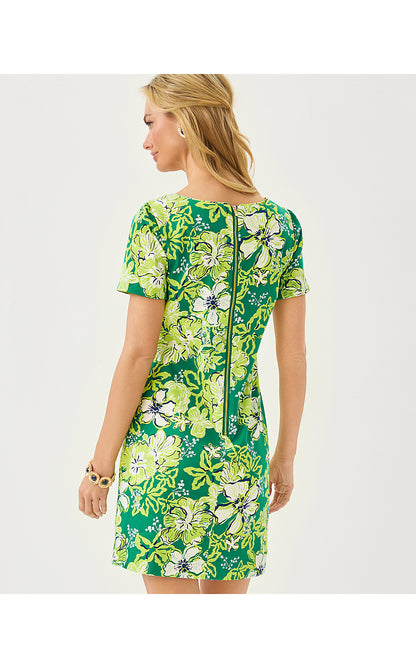 THE SHORT SLEEVED LILLY SHIFT, FIDDLE LEAF GREEN ONCE AND FLORAL