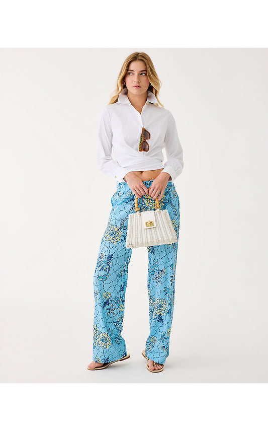 BAL HARBOUR STRETCH PALAZZO PANT, BELLEVUE BLUE BREAKERS BEACH ENGINEERED PANT