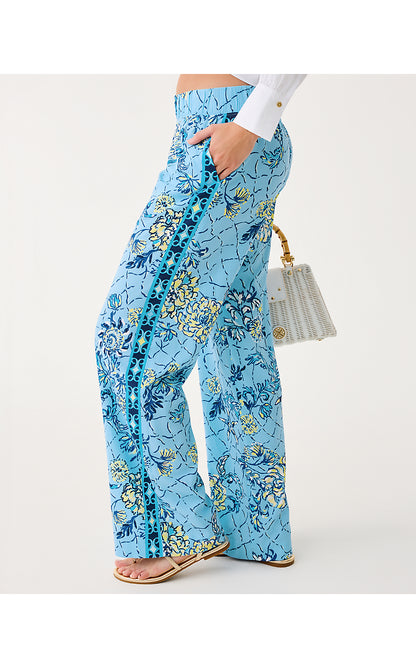 BAL HARBOUR STRETCH PALAZZO PANT, BELLEVUE BLUE BREAKERS BEACH ENGINEERED PANT