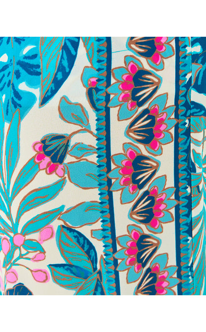 BAL HARBOUR STRETCH PALAZZO PANT, BREEZY AQUA BEST FRONDS FOREVER ENGINEERED PANT