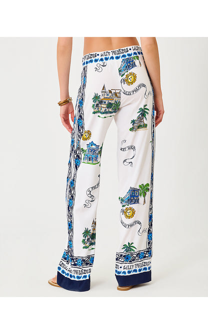 BAL HARBOUR STRETCH PALAZZO PANT, COCONUT KEY WEST TOILE ENGINEERED PANT