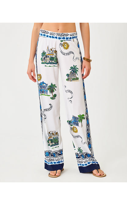 BAL HARBOUR STRETCH PALAZZO PANT, COCONUT KEY WEST TOILE ENGINEERED PANT