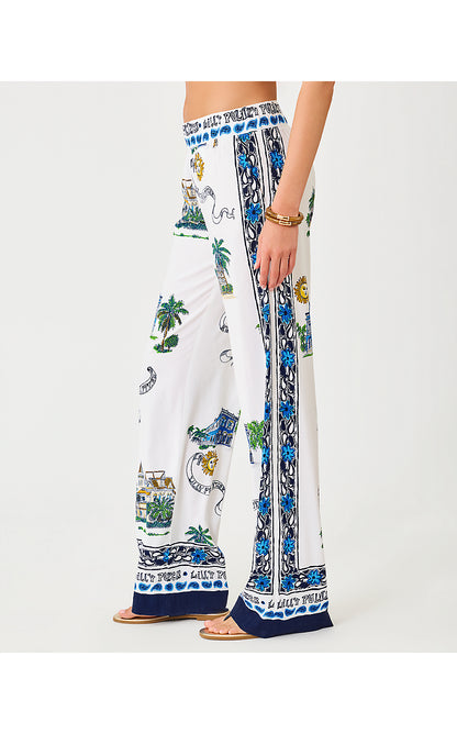BAL HARBOUR STRETCH PALAZZO PANT, COCONUT KEY WEST TOILE ENGINEERED PANT