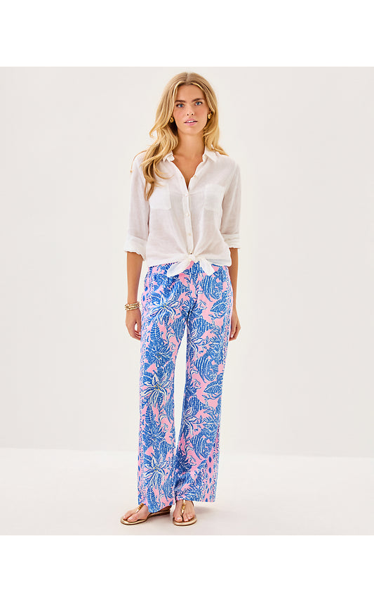 BAL HARBOUR STRETCH PALAZZO PANT, CONCH SHELL PINK UP SCALE ENGINEERED PANT