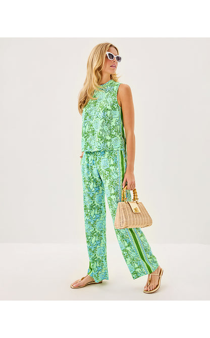 BAL HARBOUR STRETCH PALAZZO PANT, COOL MINT CATCHIN RAYS ENGINEERED PANT