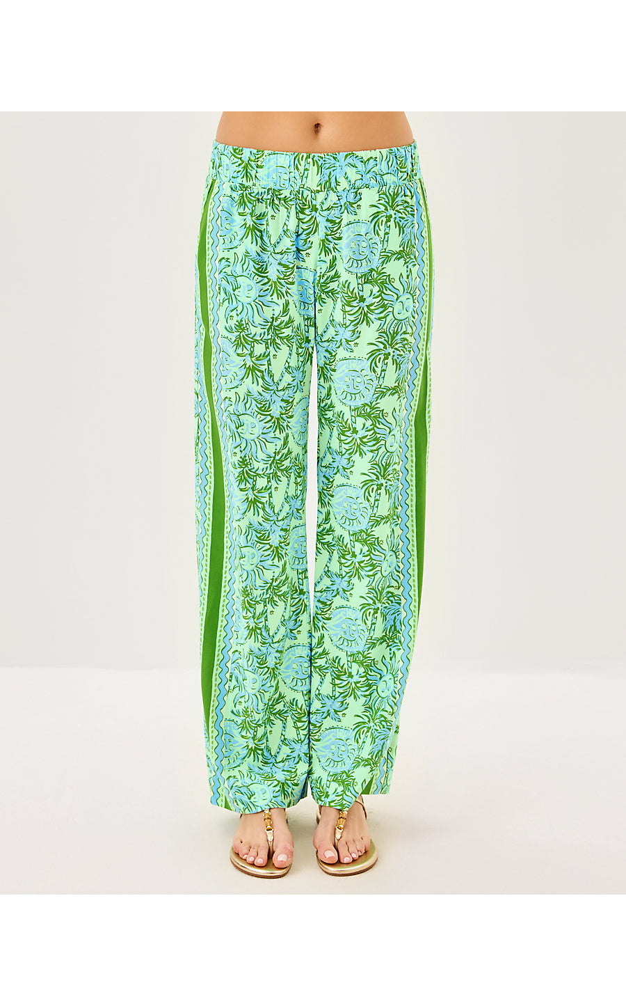 BAL HARBOUR STRETCH PALAZZO PANT, COOL MINT CATCHIN RAYS ENGINEERED PANT