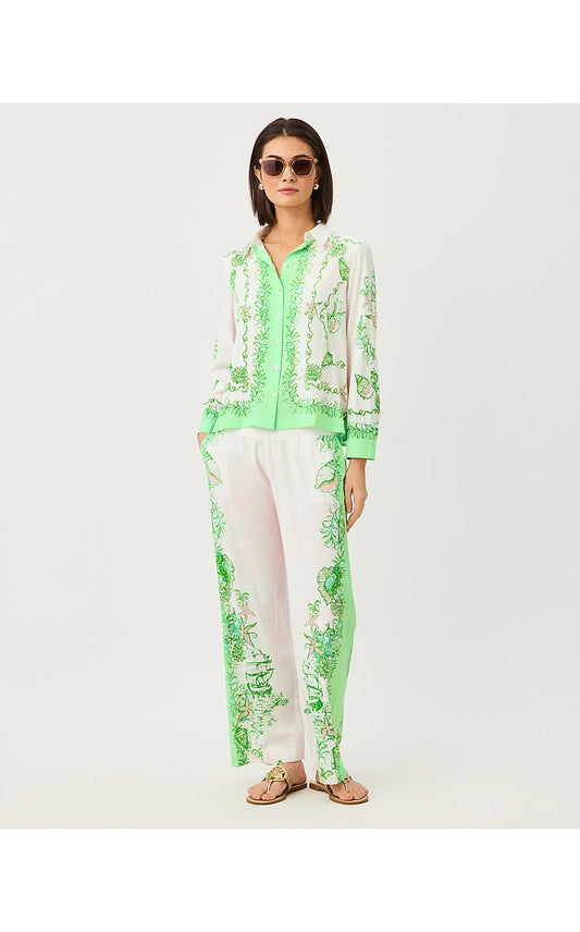 BAL HARBOUR STRETCH PALAZZO PANT, RESORT WHITE SHIP TO SHORE ENGINEERED PANT