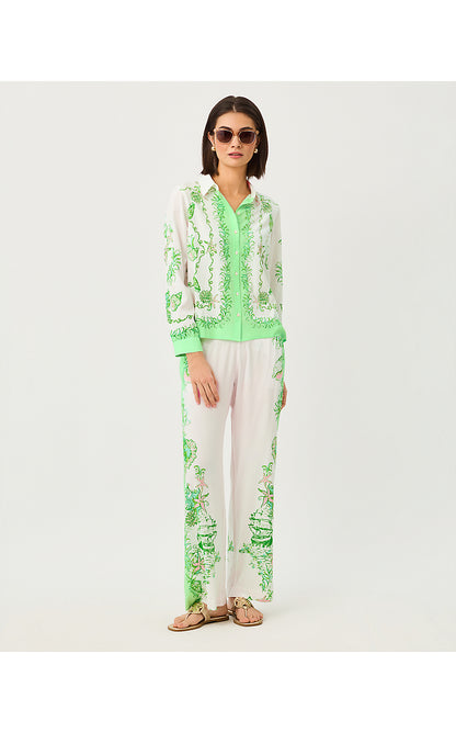 BAL HARBOUR STRETCH PALAZZO PANT, RESORT WHITE SHIP TO SHORE ENGINEERED PANT