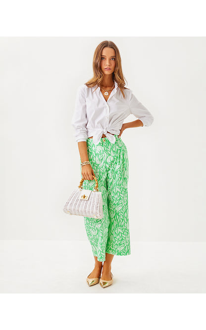 MANDALAY CROP PANT, FAUNA GREEN TULIP TO TANGO