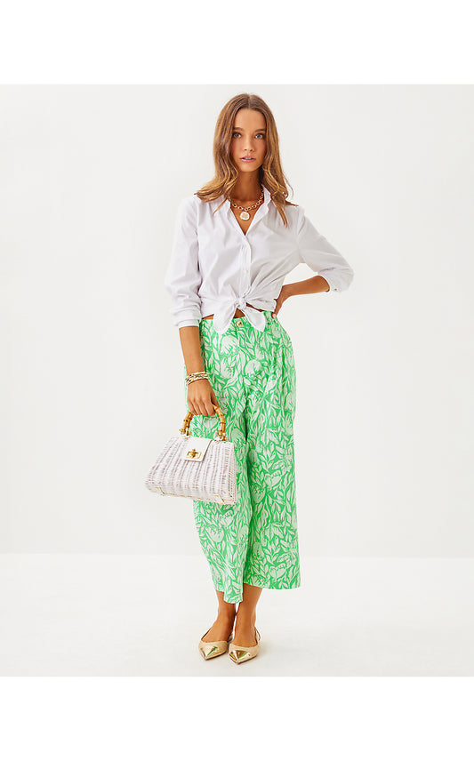 MANDALAY CROP PANT, FAUNA GREEN TULIP TO TANGO