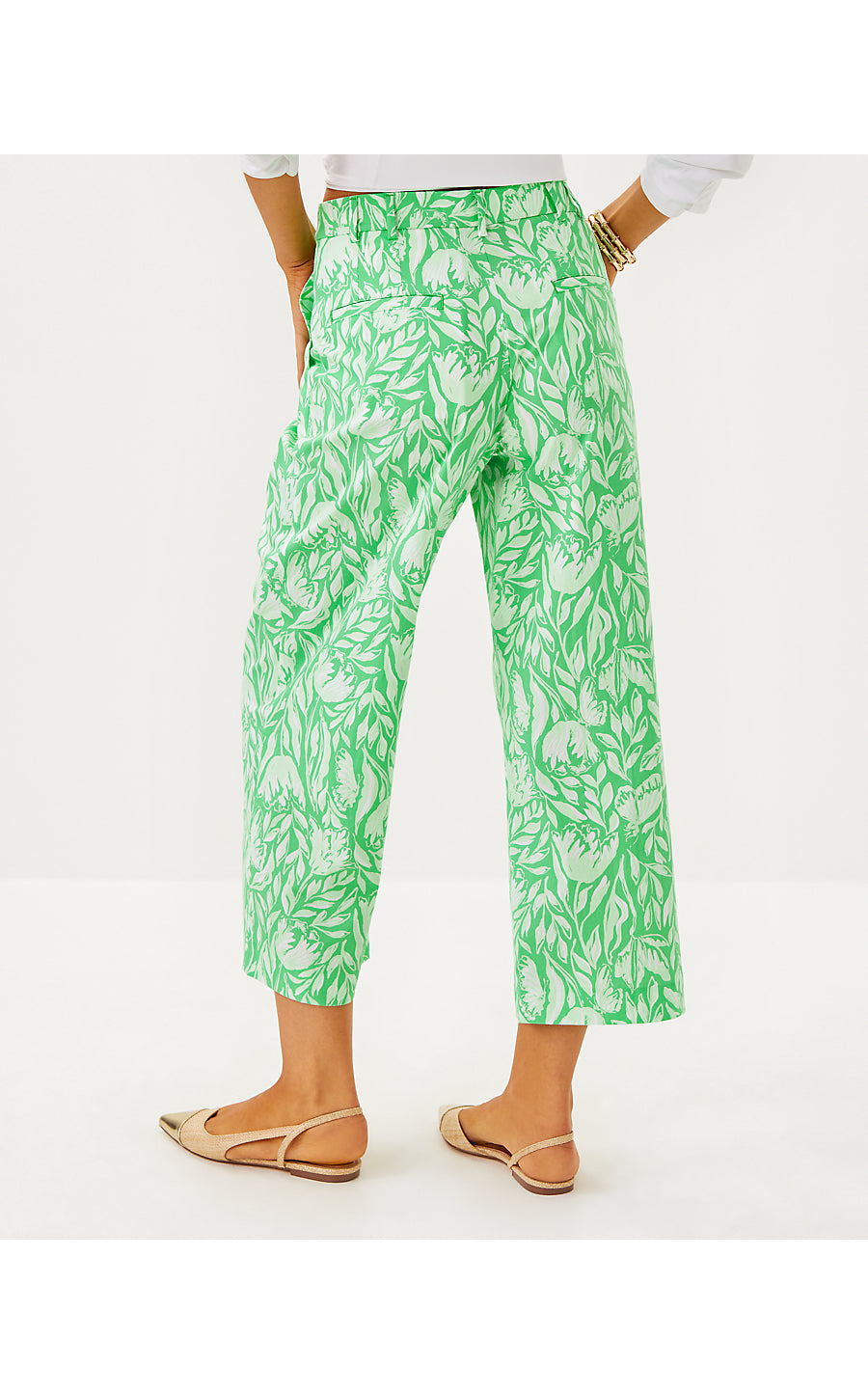 MANDALAY CROP PANT, FAUNA GREEN TULIP TO TANGO