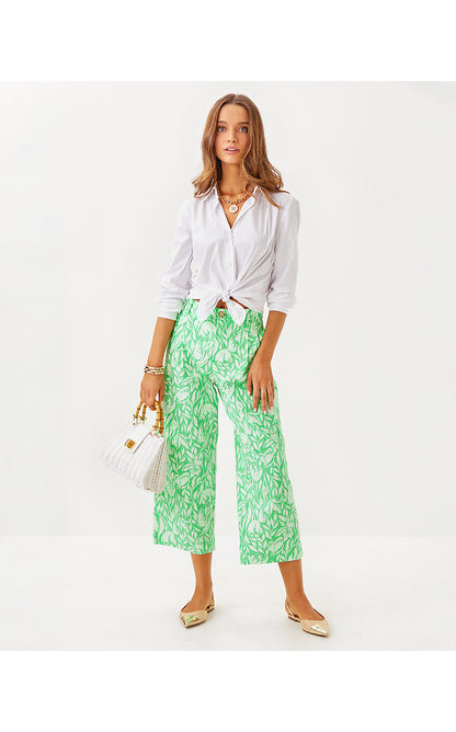 MANDALAY CROP PANT, FAUNA GREEN TULIP TO TANGO