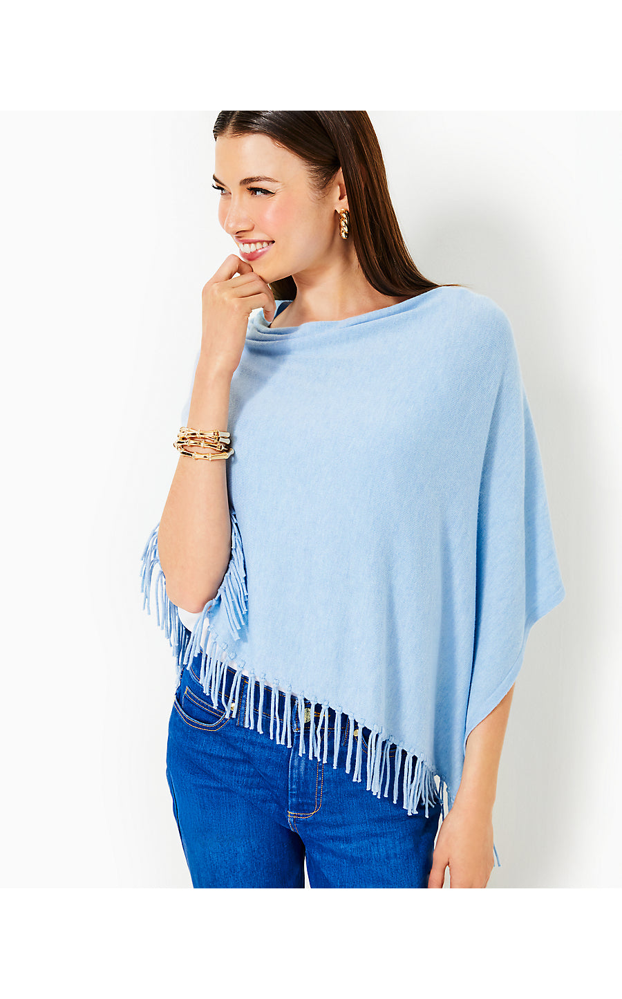 GATO PONCHO, HEATHERED BONAIRE BLUE