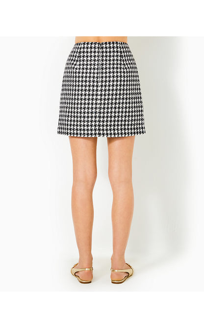 KELS MINI SKIRT, NOIR HOUNDSTOOTH SEQUIN BOUCLE