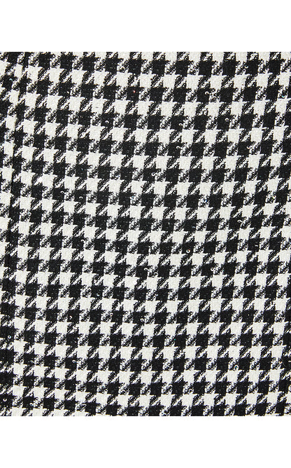 KELS MINI SKIRT, NOIR HOUNDSTOOTH SEQUIN BOUCLE