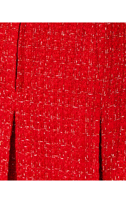 CAMMI MINI SKIRT, ROCOCO RED FIESTA BOUCLE