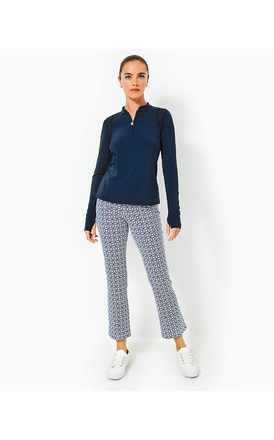 CORSO KICK FLARE PANT UPF 50+, LOW TIDE NAVY X RESORT WHITE BUTTERFLY PATTERN