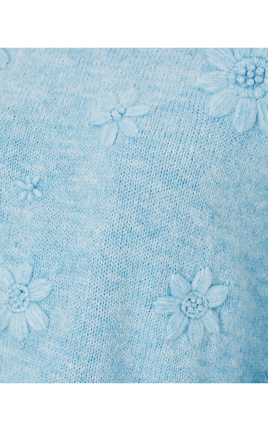 ELIZABELLE SWEATER, HEATHERED BONAIRE BLUE COASTAL FLOWERS