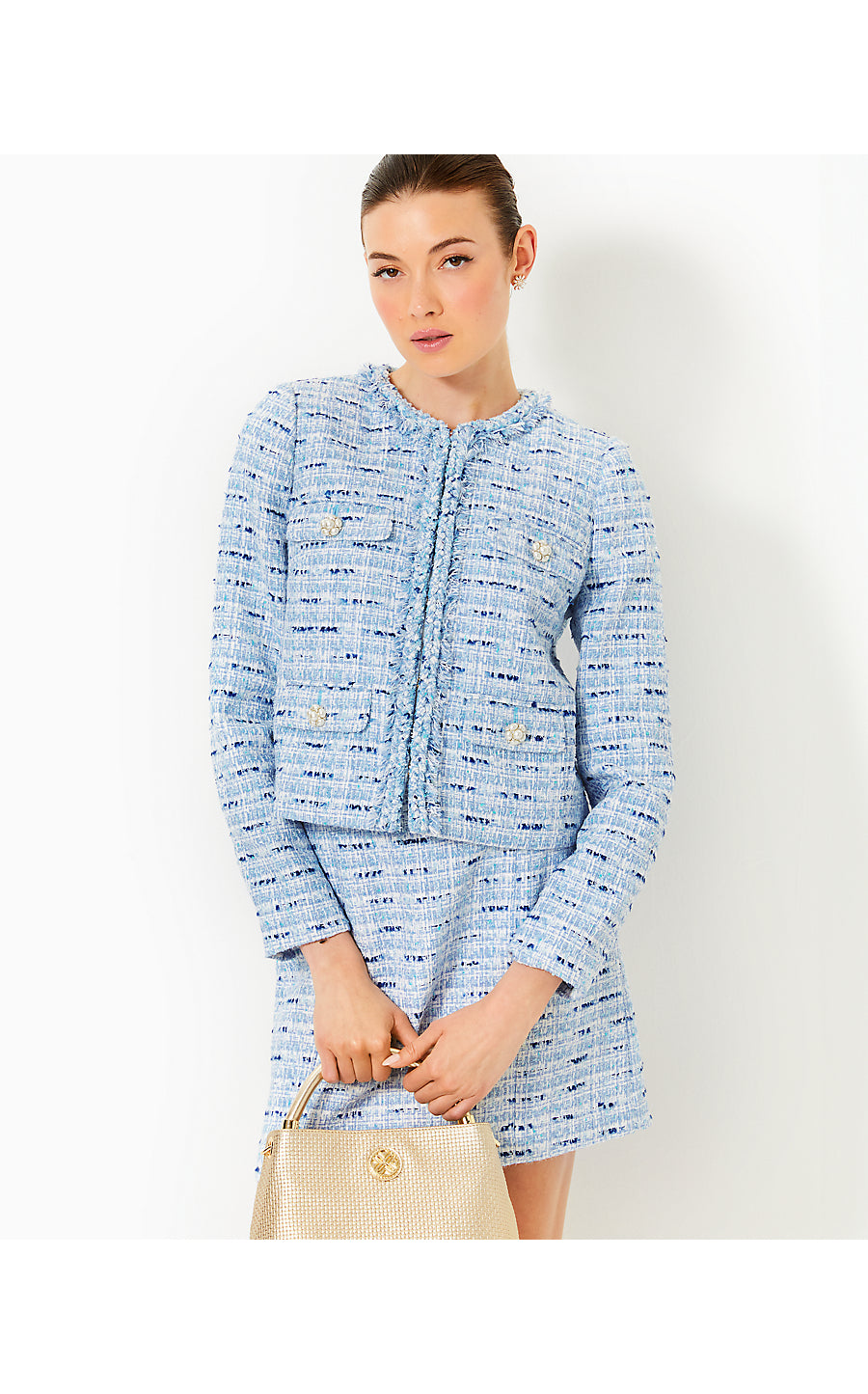 KAVITA BOUCLE JACKET, BONAIRE BLUE COASTAL VIBES BOUCLE
