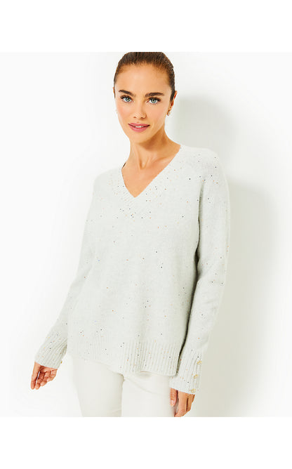 KAYCEE SEQUIN SWEATER, HEATHERED PEBBLE BEACH METALLIC