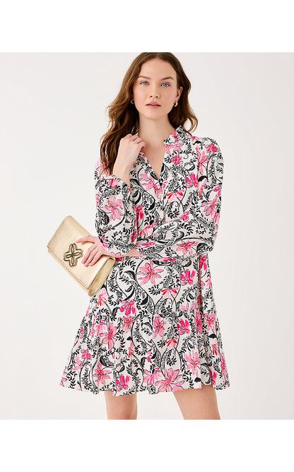 EVALINE SILK DRESS, COCONUT SUNSHINE SEEKERS