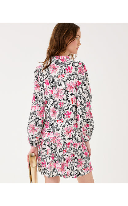 EVALINE SILK DRESS, COCONUT SUNSHINE SEEKERS