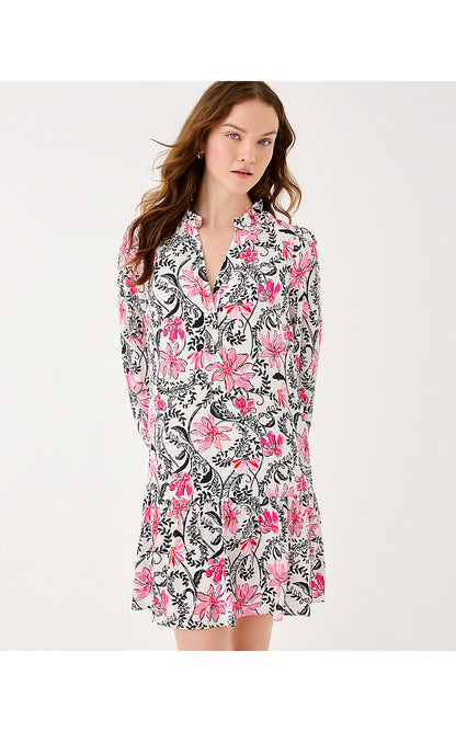 EVALINE SILK DRESS, COCONUT SUNSHINE SEEKERS