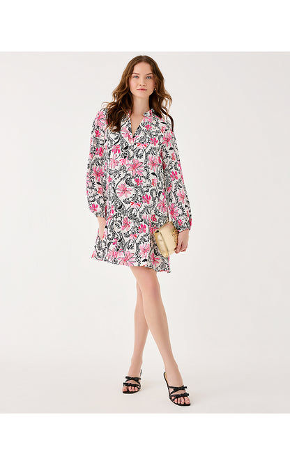 EVALINE SILK DRESS, COCONUT SUNSHINE SEEKERS