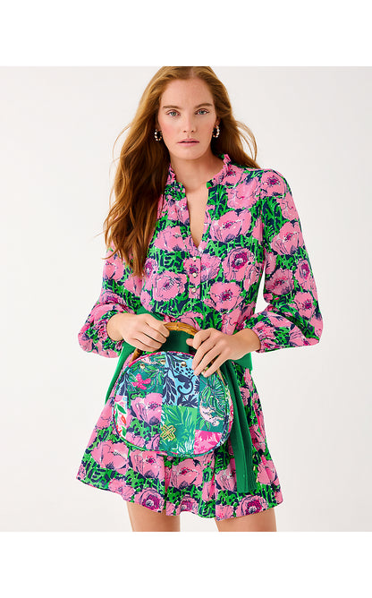 EVALINE SILK DRESS, LOW TIDE NAVY FLORRIE