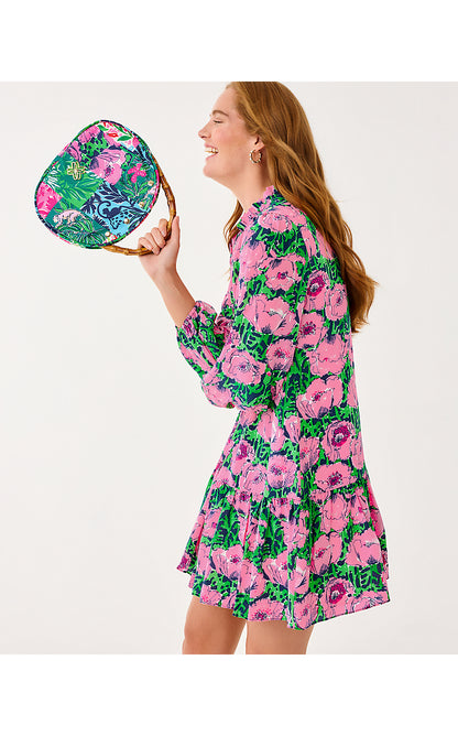 EVALINE SILK DRESS, LOW TIDE NAVY FLORRIE