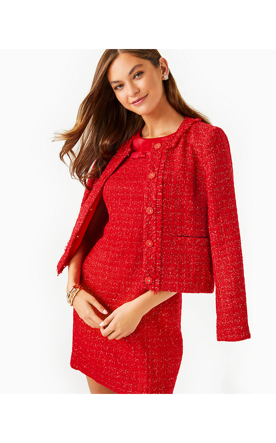 MASAMI BOUCLE JACKET, ROCOCO RED FIESTA BOUCLE