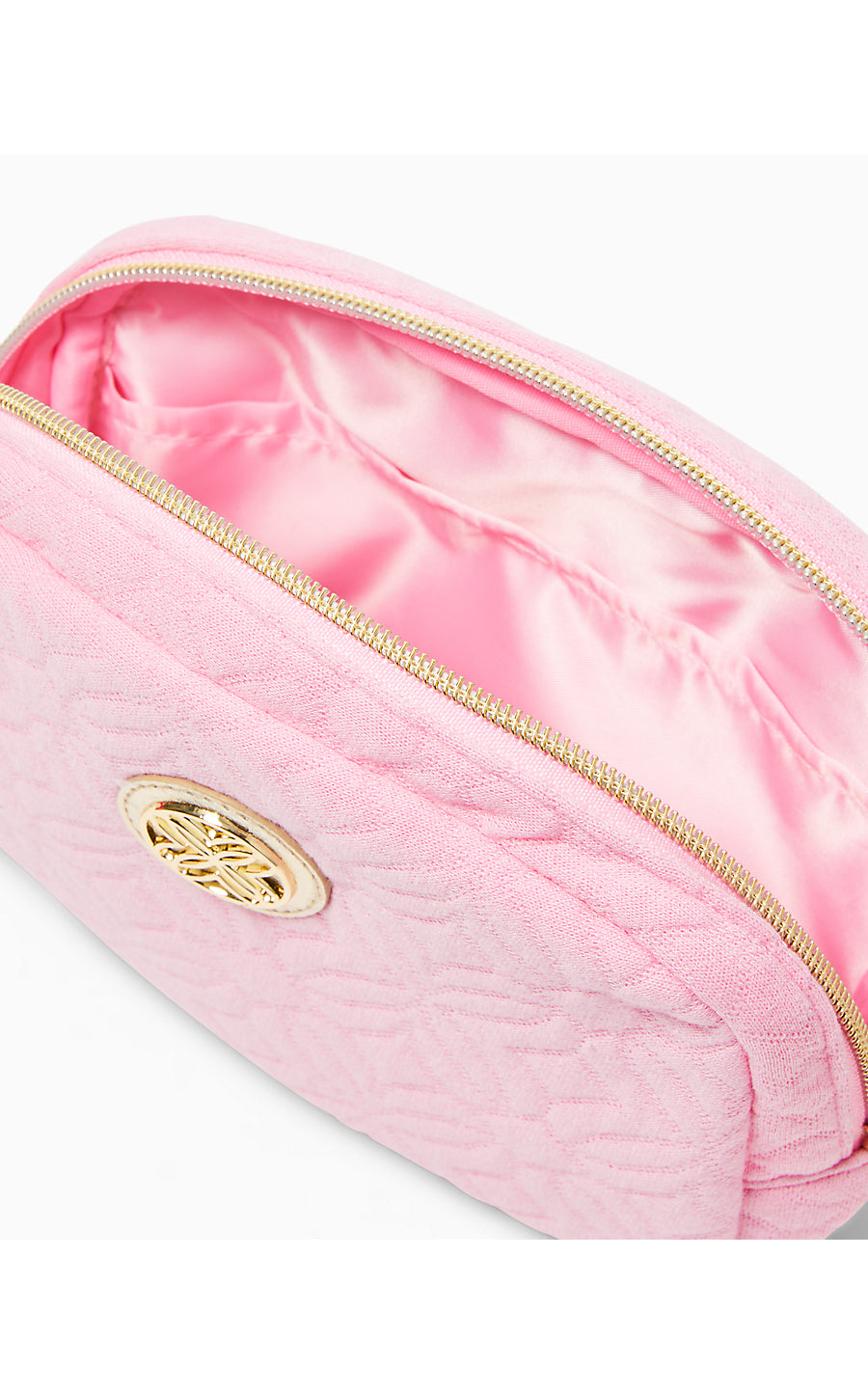 QUILTED JEANIE BELT BAG, CONCH SHELL PINK BUTTERFLY QUILTED KNIT